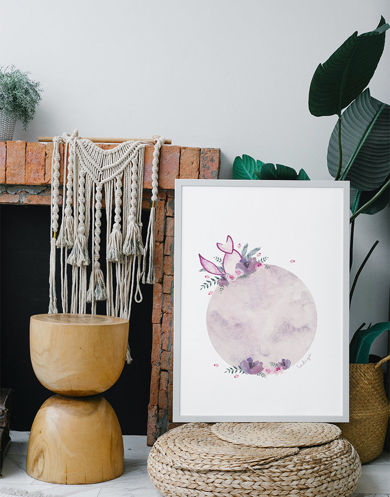 "Piena Luna" ♡ Aquarelle Encadrée