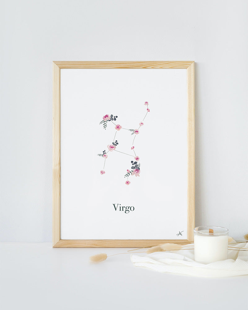 "Virgo" ♡ Aquarelle Encadrée avec Mat
