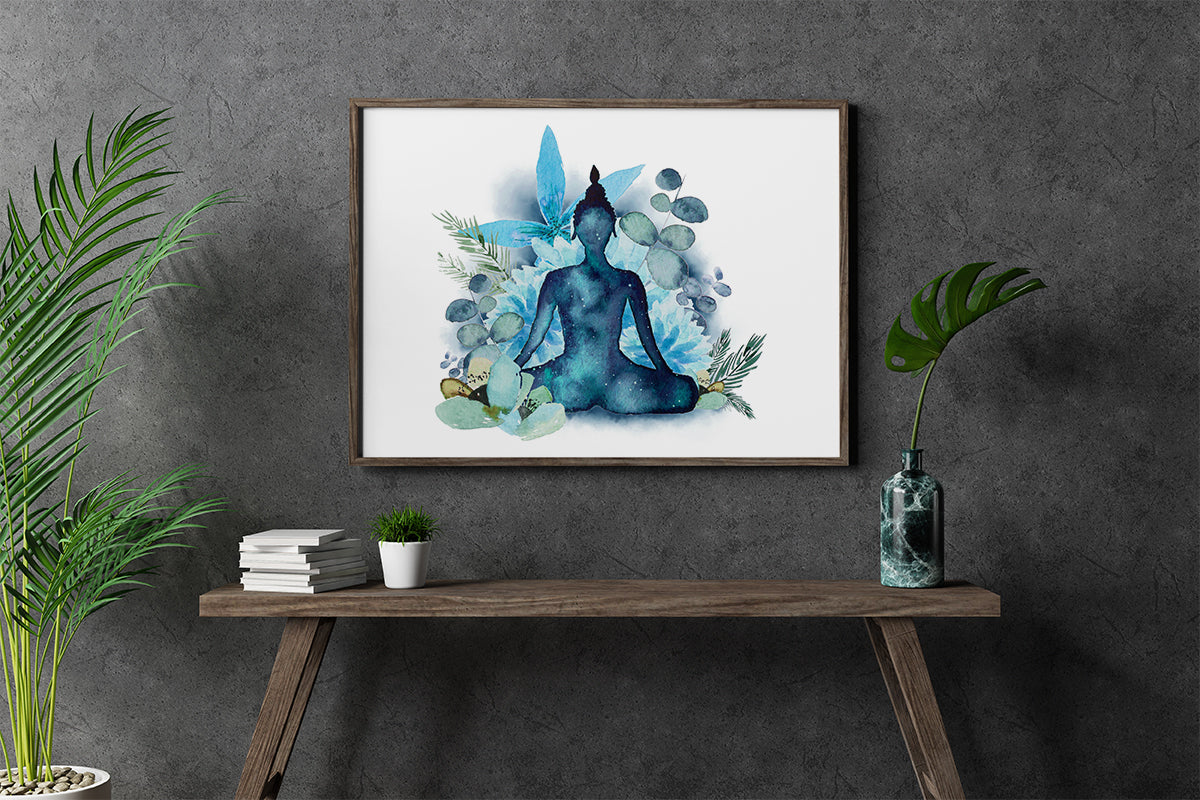 "Vishuddha" ♡ Aquarelle Encadrée avec Mat