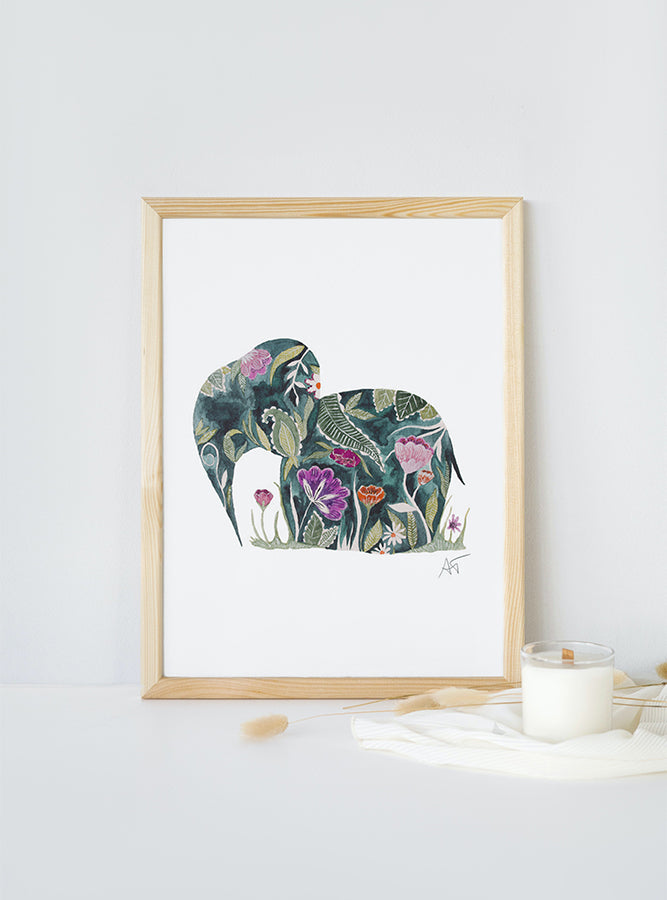 "Beltane" - Orient ♡ Aquarelle Encadrée avec Mat