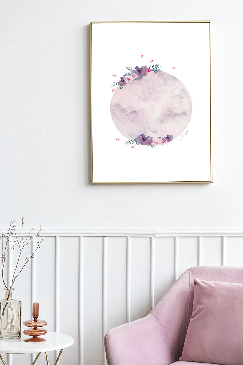"Piena Luna" - Céleste ♡ Affiche Aquarelle